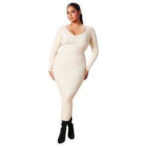 Fashion Nova Womens Kallan Knit Ribbed Sweater Dress